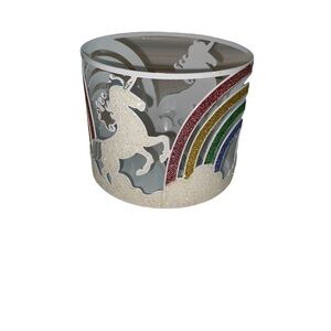 Bath and Body Works 3 wick candle holder unicorns and rainbows glitter New